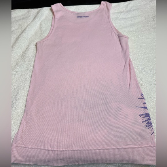Vintage Y2K DC Shoes brand, ribbed baby pink tank top, juniors size Large - Picture 2 of 7